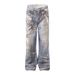 3D Digital Printed Jeans Men's Design Sense Street Trendy Chain Distressed Ink Splash Loose Straight Pants_mkmklike.com
