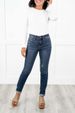 Women's Slim Fit Stretch Denim Jeans - Mid Rise Straight Leg Skinny Pants For Petite Mid Waist Elastic Slim Fit Straight Denim Pencil Pants_mkmklike.com