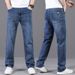 Men's High End Wide Leg Jeans Midweight Cotton Casual Pants Loose Fit Spring Autumn Style Black Mid Waist Long Non-Stretch_mkmklike.com