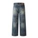 High Heavy Industry Retro Jeans Men's Street Style Hip-Hop Loose Washed Vintage Straight-Leg Floor-Length Pants_mkmklike.com