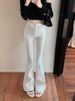 Hot Girl White Flared Jeans Women's Autumn And Winter High-waisted Stretchy Wide-leg Pants Straight-leg Floor-length_mkmklike.com