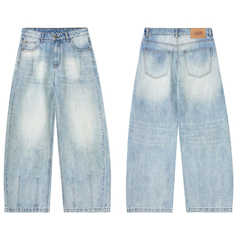 Vintage Washed Baggy Jeans – 80% Cotton Loose Fit Denim Pants With Distressed Details (Unisex Streetwear Style)_mkmklike.com