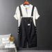 Pure Men's Workwear Jumpsuit With Straps, Summer Trendy Brand Khaki Shorts, Vintage Loose Fit Shorts For Men_mkmklike.com