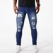 Men's Clothing Pants Ripped Jeans Youth Versatile Trendy Elastic Slim Fit Pencil Pants_mkmklike.com