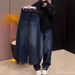 Women's Clothing Slim Fit Wide Leg Jeans With Curved Lines, New Autumn Style, Plus Size, Pear Shaped Figure, High Waisted, Loose Banana Pants._mkmklike.com