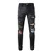 European And American Trend Men's Pants Slim Stretch Digital Patch Ripped Jeans Men's Fashion Men's Small Leg Pants Men's 8638_mkmklike.com