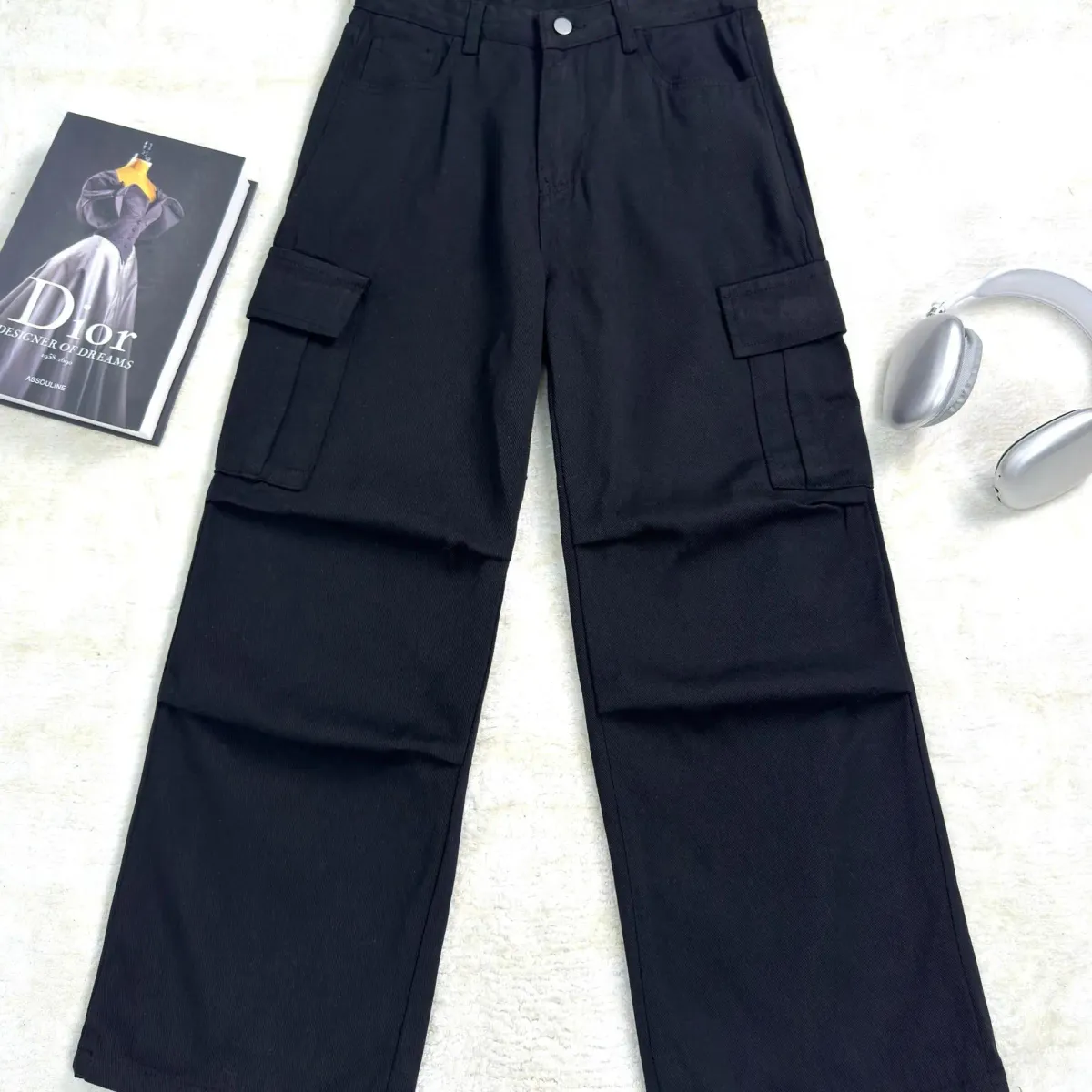 Seluar Denim Musim Luruh Ini Adalah Kasual Longgar Dan Bergaya, Dengan Gaya Amerika Dan Pelbagai Poket Celana Longgar_mkmklike.com