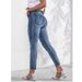 Women's Slim Fit Stretchy Blue Denim Pants Distressed Design Frayed Edges Fashionable Versatile Jeans_mkmklike.com