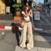 YC&American Retro Loose-fitting Low-waist Flared Pants With Drape Effect, Floor-length Wide-leg Pants, Versatile_mkmklike.com