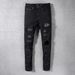 Men's Clothing High Street Fashion Brand Fashion Black Ripped Jeans Men's Hot Diamond Elastic Slim Fit Skinny Pants Trend_mkmklike.com