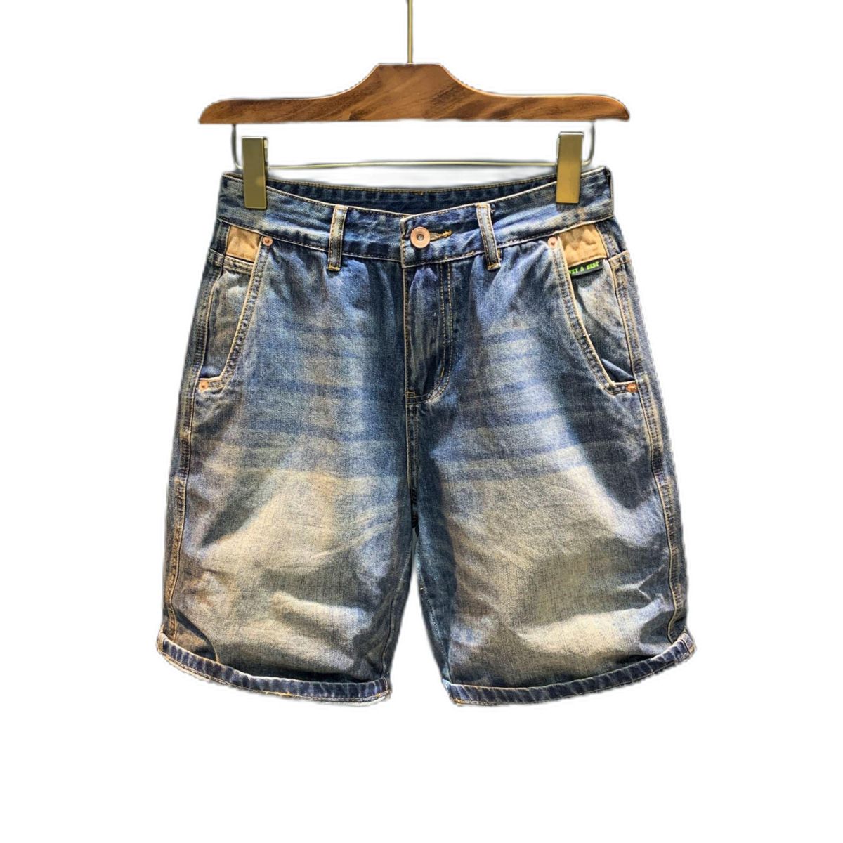 Men's High-End Trendy Retro Distressed Denim Shorts Slim Fit Five Point Pants Cool Stylish Riding Breeches_mkmklike.com
