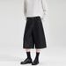LKTM Men's Minimalist Wide Leg Cropped Jeans Loose Fit Raw Denim Unisex Cleanfit Shorts_mkmklike.com