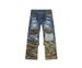 EF JEANS | 2025 New American Street Hole Niche Camouflage Hole Splicing Fashion Contrasting Jeans_mkmklike.com