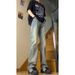 Vintage Blue Scimitar Jeans For Men Summer American Hip Hop High Street Slightly Flared Straight Pants Washed Mud Color_mkmklike.com