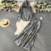 Fashion Suit For Women Spring And Autumn Ink Painting Jacquard Zipper Hooded Knitted Sweatshirt Two-Piece Set_mkmklike.com