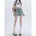 Retro High Waist Ripped A-Line Denim Shorts for Women Summer Style Thin Loose Slimming Light Color plus Size Hot Pants for Chubby Girls_mkmklike.com