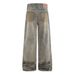 Punk Wasteland Heavy-Duty Distressed Washed Jeans Street Niche Loose Wide-Leg Floor-Length Pants For Men_mkmklike.com