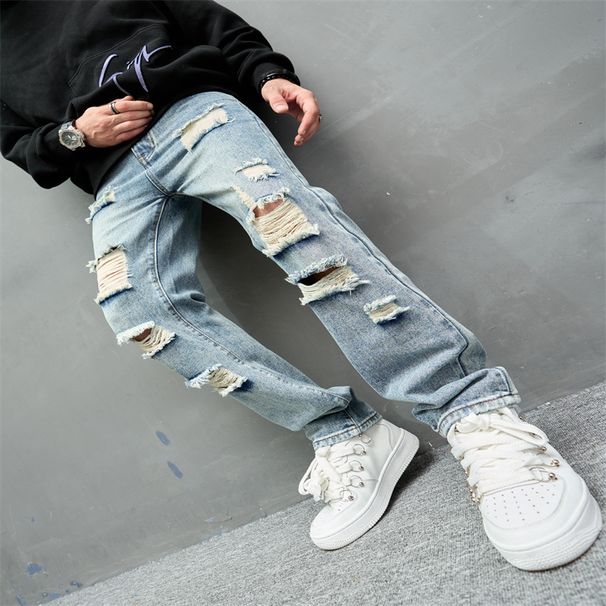Men's Vintage Print Casual Jeans_mkmklike.com