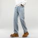 American Retro Spring Jeans, Men's Straight Harlan Small Feet Trendy Brand Washed Double Craft Middle Waist Youth Elastic_mkmklike.com
