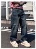 Men's Clothing Autumn And Winter New Embroidery Printing Retro Washed Jeans Men's Trendy Brand Straight Wide-leg Pants_mkmklike.com