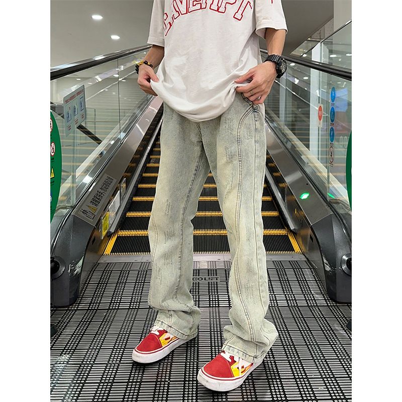 Nordmann American Retro Washed Jeans For Men, Autumn And Winter Loose Straight Casual Pants, High Street Hip Hop Design Pants_mkmklike.com