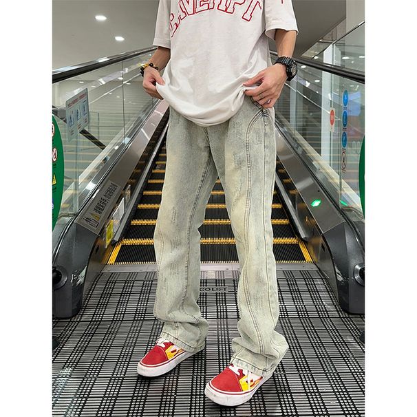 Nordmann American Retro Washed Jeans For Men, Autumn And Winter Loose Straight Casual Pants, High Street Hip Hop Design Pants_mkmklike.com