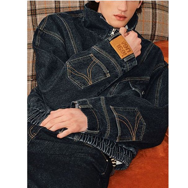 Men's Clothing Washed Oversized Denim Jacket For Men & Women – Vintage Streetwear Coat With Asymmetrical Design (Grey, Light Blue, Blue Grey)_mkmklike.com