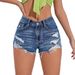 High Waist Light Colored Denim Shorts For Women Raw Edge Summer Hot Girl Style Fashion_mkmklike.com