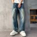Men's Clothing Trendy Wide Leg Jeans For Men Curved Blade Design Retro Style Washed Finish Plus Size Suitable For All Seasons_mkmklike.com