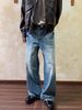 Men's Clothing Retro Washed Distressed Denim Jeans High Waisted Wide Leg Loose Fitting Floor Length New Summer Style Fashion_mkmklike.com