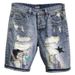 Men's Ripped Denim Shorts High Street Ruffian Handsome Beggar Pants Slim-fitting Small Foot Versatile Five-point Pants_mkmklike.com