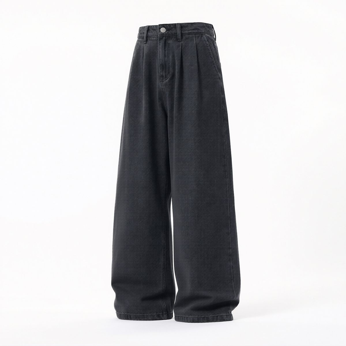Men's Washed Distressed Denim Jeans Loose Fit Retro Pleated Straight Leg Pants Japanese Style Basic Versatile Spring Style_mkmklike.com