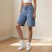 Women's Stretch Denim Bermuda Shorts - Mid Rise, Relaxed Fit, Vintage Style, Comfortable & Breathable For Summer_mkmklike.com