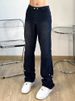 Men's High Street Vibe Slim Fit Jeans Unique Design Black Loose Fit Slightly Flared Cargo Pants Autumn Style Long Pants_mkmklike.com
