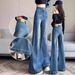 High-Waisted Flared Jeans For Women – Stretchy Bootcut Pants With Tummy Control (Blue, Plus Sizes Available)_mkmklike.com