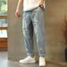 1 2025 Ripped Jeans Men's New Summer Thin Casual Straight Slim Loose Cropped Pants Trendy_mkmklike.com