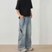 LKTM Men's Wear # Spring/Summer New Cutout Perforated Jeans For Men And Women With Design Sense Loose Wide Legs Straight Bb9_mkmklike.com