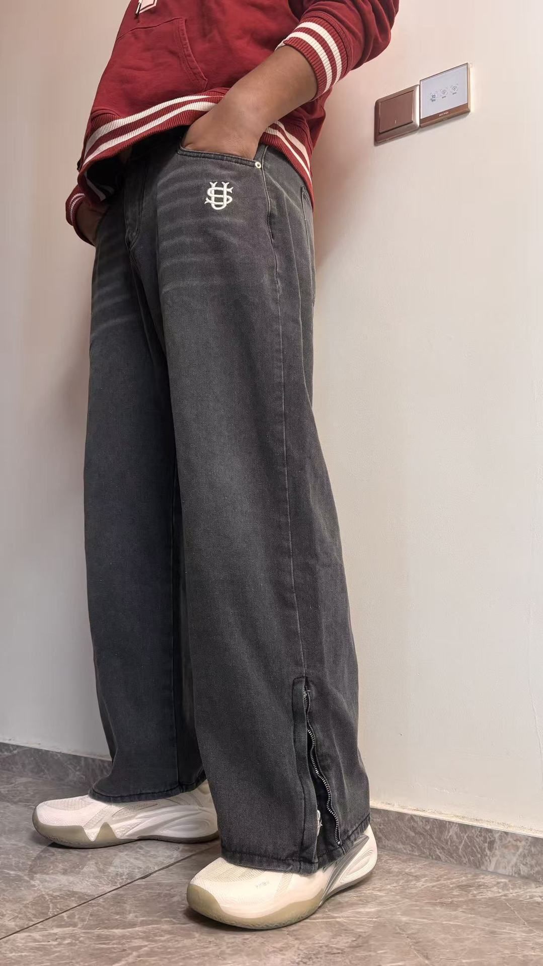 Men's Clothing Autumn Cross Border European And American Men's Retro Washed Embroidered Straight Jeans_mkmklike.com