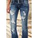 Women's Low-Rise Distressed Button-Fly Jeans | Vintage Washed Denim | Relaxed Fit & Stylish Ripped Details_mkmklike.com