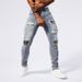 Men's Clothing Men's Casual Ripped Jeans Personality Patch Ins Tight Trousers Jeans_mkmklike.com
