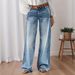 Women's Retro Mid-Waist Wide Leg Jeans Loose Fit Casual Long Pants Spring Fashion Trendy Cotton Solid Color_mkmklike.com