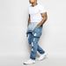 Men's Clothing Fashion Men's Strappy Denim Rompers Ripped Jeans Trousers_mkmklike.com