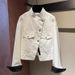 Women's American Retro White Stand up Collar Short Denim Jacket Casual Versatile Top for Spring And Autumn Unique Design_mkmklike.com