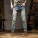 Pure Vintage Nostalgic High-Quality Jeans Trendy Brand Ripped Stretch Small Straight Long Pants European Fashion Men's_mkmklike.com
