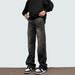 Men's Clothing High Street Washed Black Splatter Paint Jeans Trendy Brand Vibe Retro Style Loose Straight Leg Gathered Design Slimming Trousers_mkmklike.com