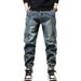 American Autumn New Splicing Jeans Men's Trendy Brand Loose Casual Washed Foot-tied Tooling Trousers Men's Trendy_mkmklike.com
