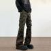 "Vintage Camo Flared Cargo Pants For Men & Women – Stretch Denim Workwear With High Street Aesthetic & Retro Fit"_mkmklike.com