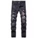 Men's Clothing Slim Fit Ripped Color Splatter Jeans Spring/Summer Distressed Color Splash Jeans Slim Fit High Street Patchwork Rhinestone Long Pants_mkmklike.com