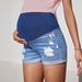 Voya Popular Women's Clothing Items: Pregnant Women's Ripped Denim Shorts, Abdominal Support Pants, Mid Waist Elastic Casual Slimming Jeans_mkmklike.com