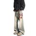 American Vintage Embroidered Jeans, European And American Hip-hop Street-bursting Pants, Men's High-end Design Straight Leg Slightly Flared Pants_mkmklike.com
